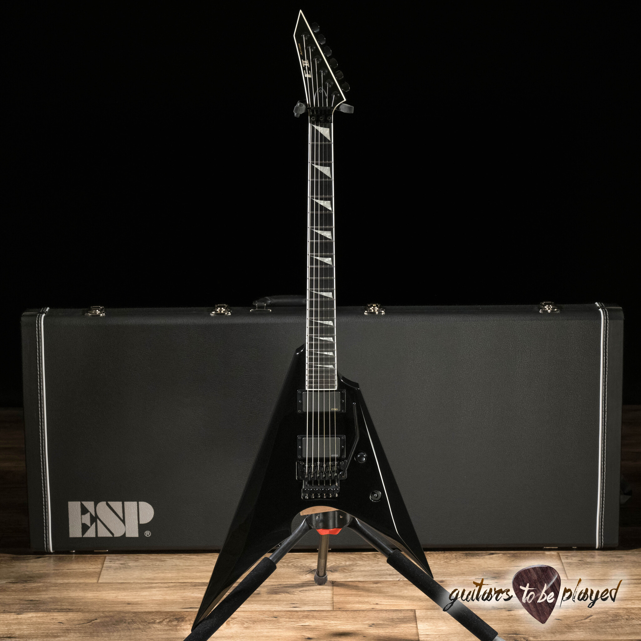 ESP E-II Arrow Floyd Rose EMG Guitar w/ Case – Black - Guitars To