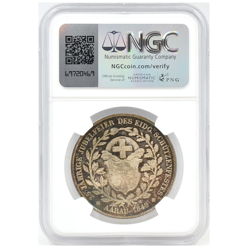スイス 1849 メダル 銀貨 NGC MS65PL 射撃祭記念 アールガウ 6654526038