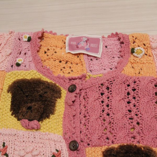 ピンク系くま×花モチーフパッチワークカーディガン - ピンクハウス通販