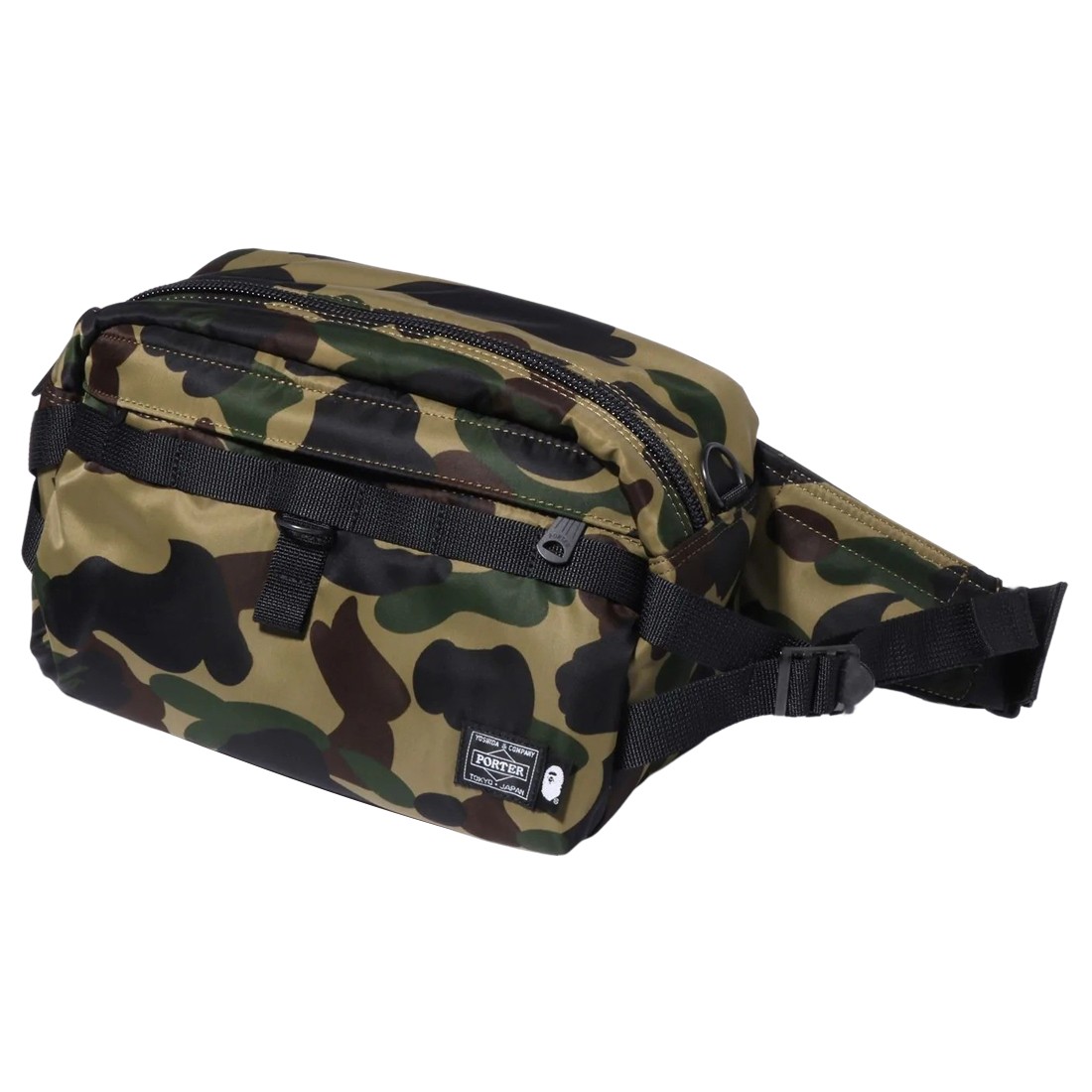 A Bathing Ape Porter 1st Camo Waist Bag green
