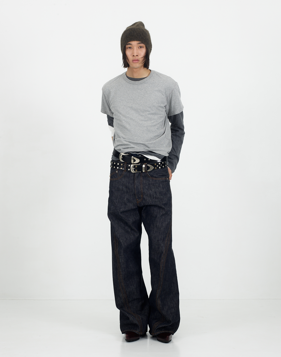 NVRFRGT / 4c STUDDED LEATHER BELT – Black | disarm | no. ROTOL