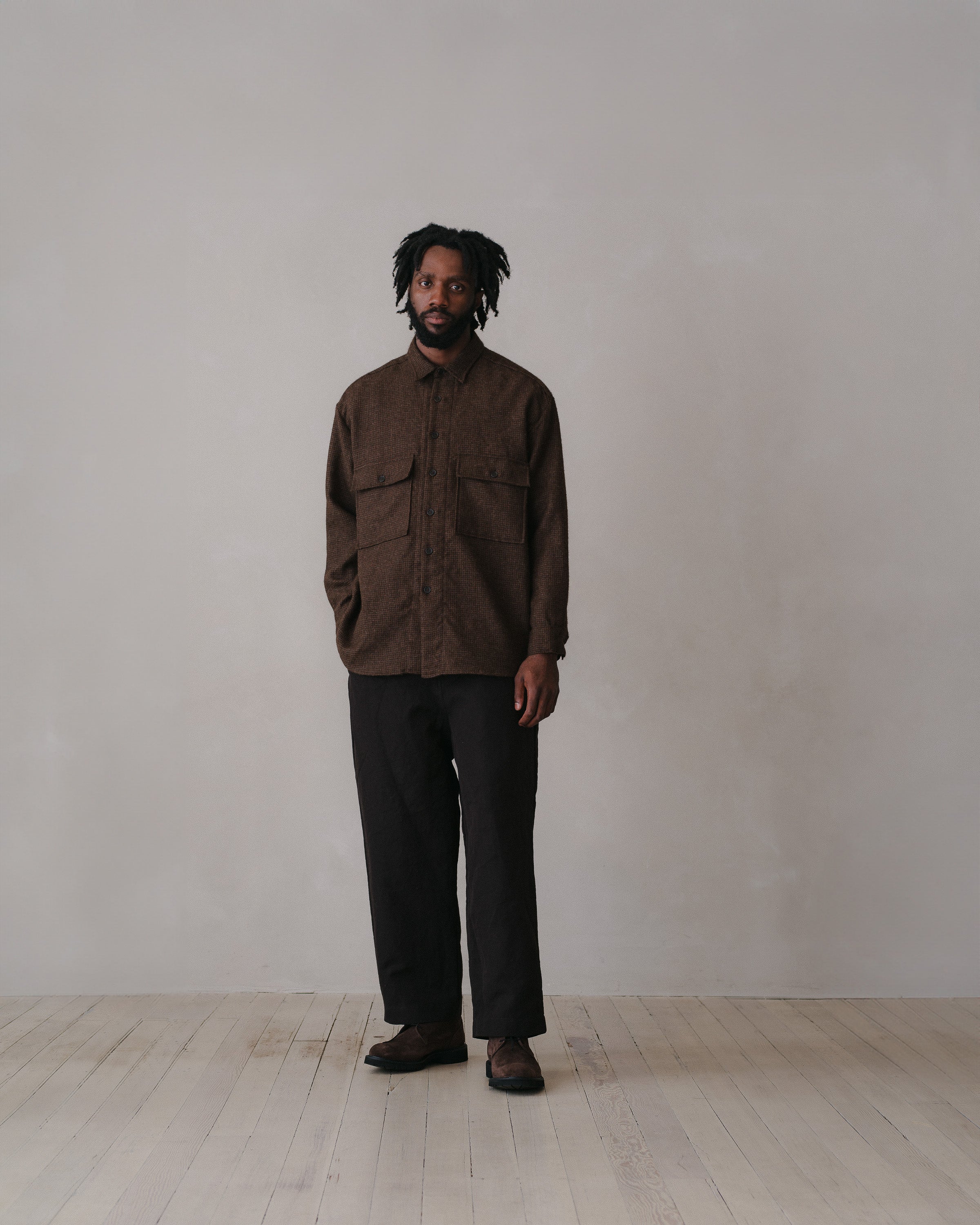 Big Shirt - Undyed Alpaca Houndstooth, Brown – evan kinori