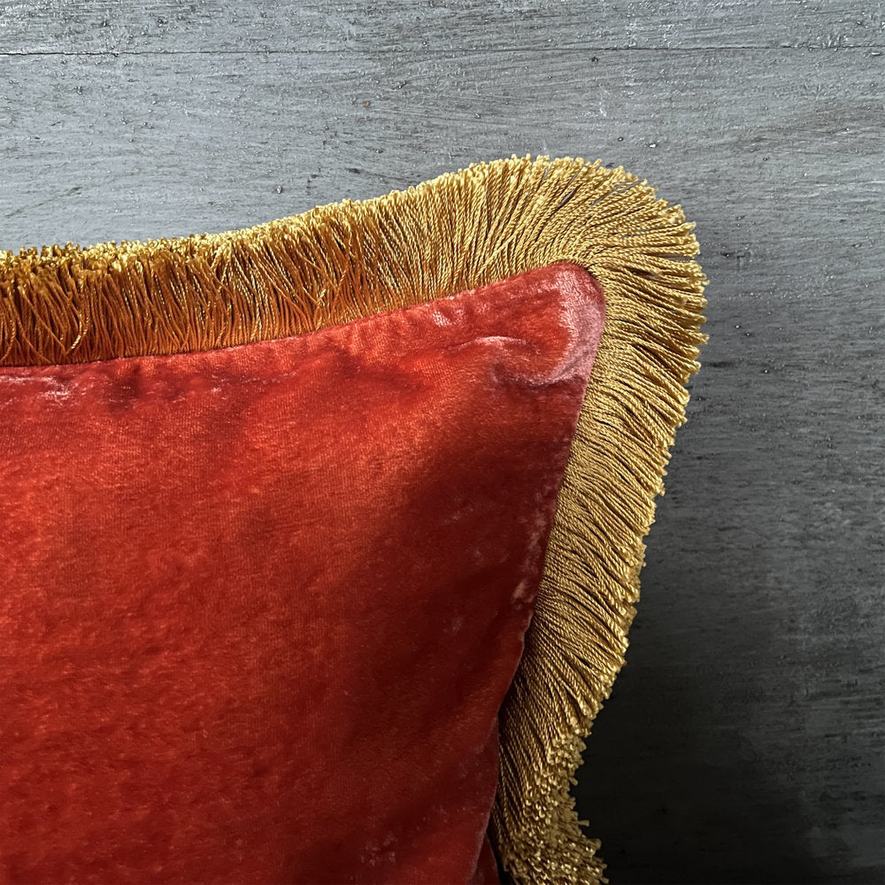 Anke Drechsel】シルクベルベット クッションカバーPlain Gold Fringe