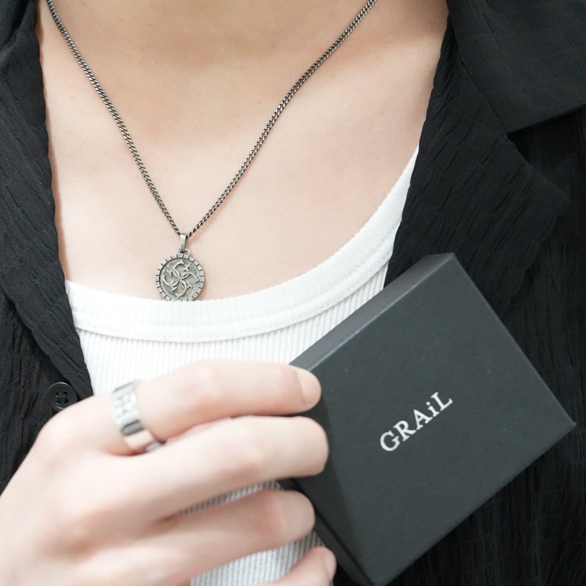 Cross Coin necklace 【SMOKED SILVER】 – GRAiL