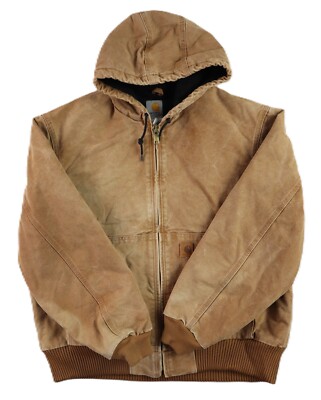 CARHARTT J130 Men's L Brown Washed Duck Quilted Lined ACTIVE