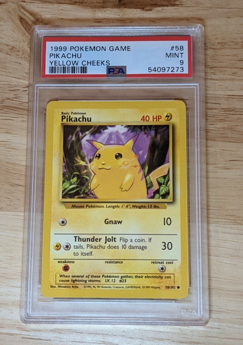 1999 Pokemon Pikachu Yellow Cheeks PSA 9 (MINT) #58/102 - Base Set
