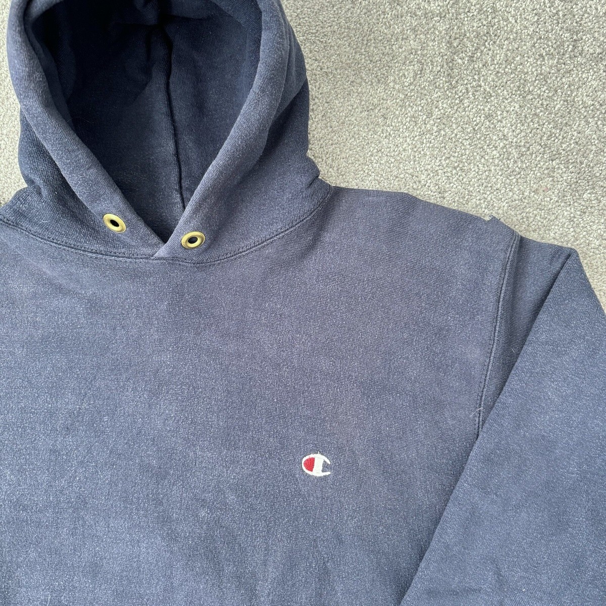 Vintage Champion Reverse Weave Hoodie Sweatshirt XL Navy Made In