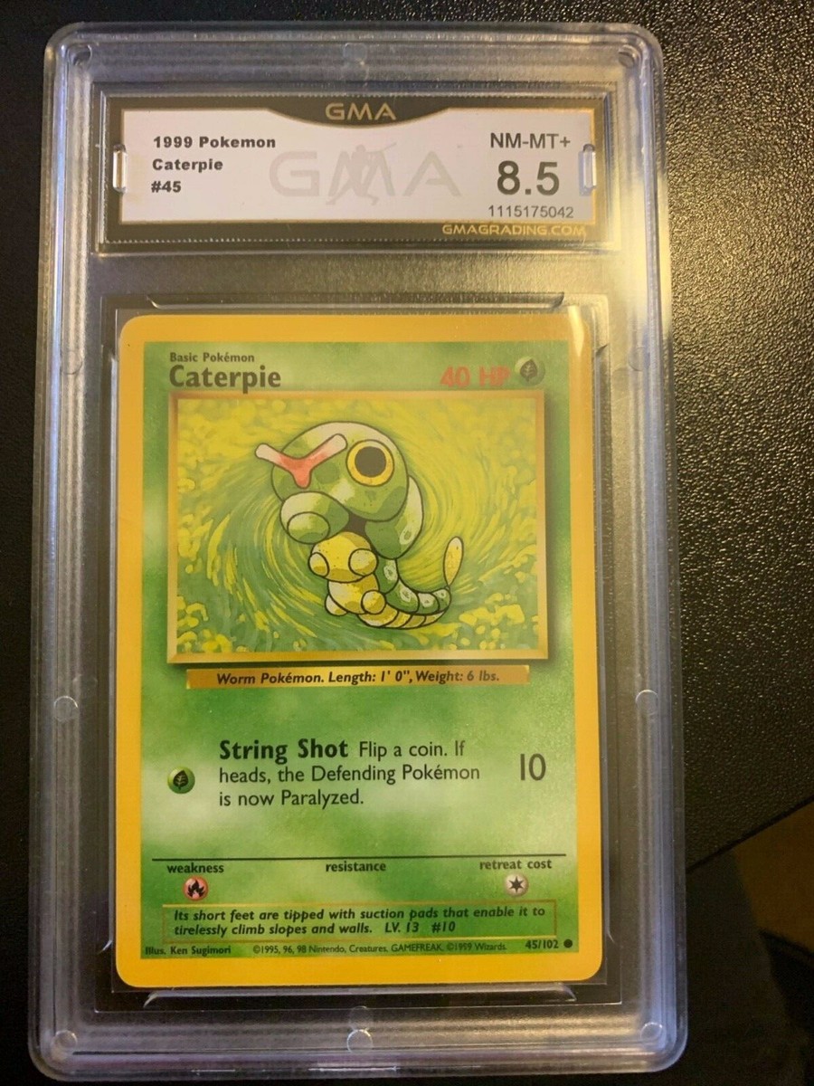Base Set 1st Edition Shadowless Caterpie Pokemon Trading Card LP