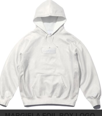 Supreme MM6 Maison Margiela Foil Box Logo Hoodie White Size S