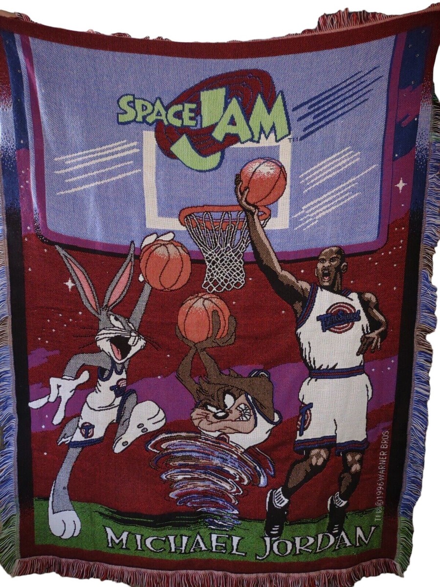 Vintage Space Jam Michael Jordan Taz Bugs Bunny Tapestry Throw