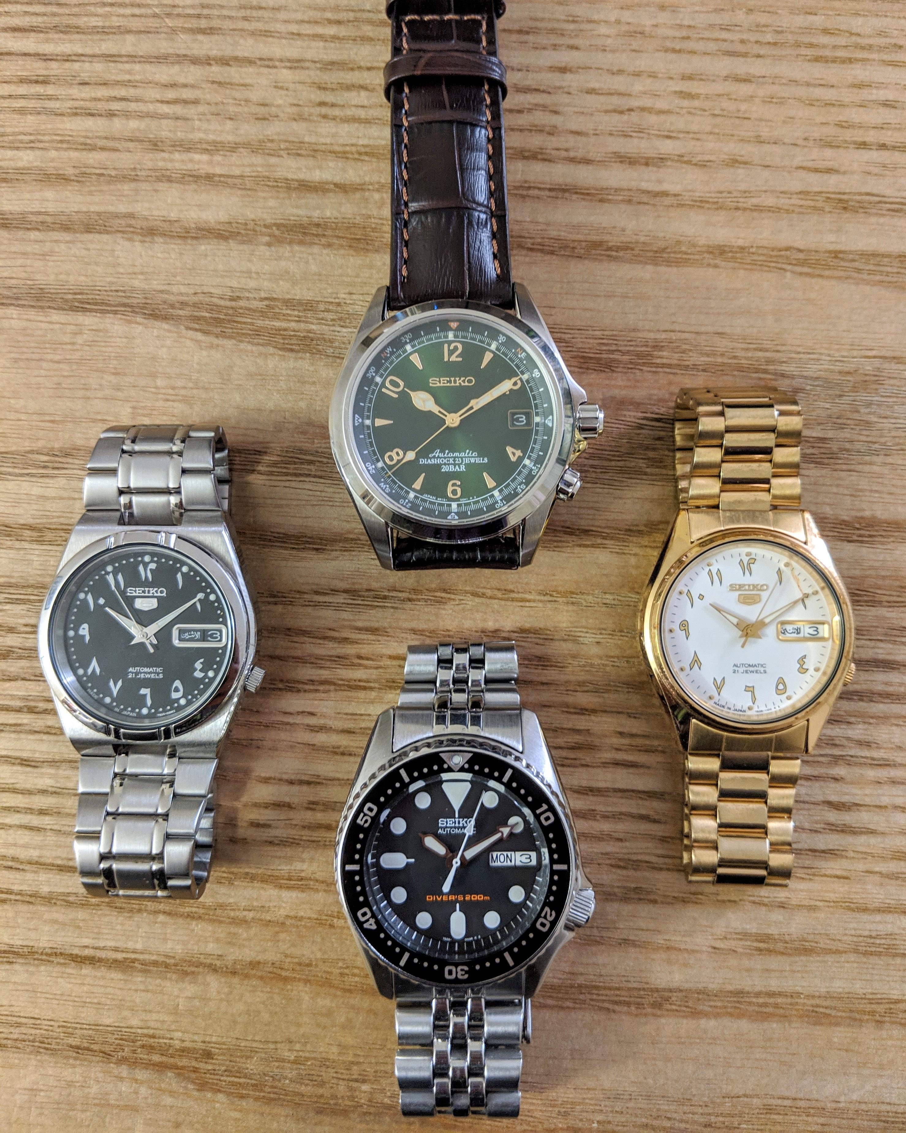 私のセイコーコレクション] アラビア数字の文字盤のSeiko 5が2つ