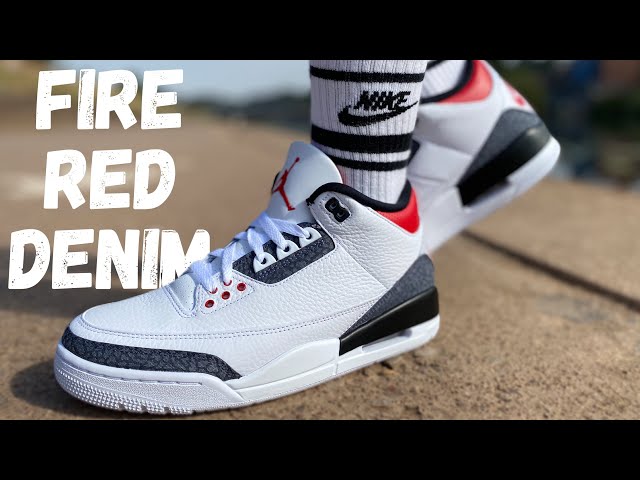 JORDAN 3 FIRE RED DENIM REVIEW & ON FOOT - YouTube