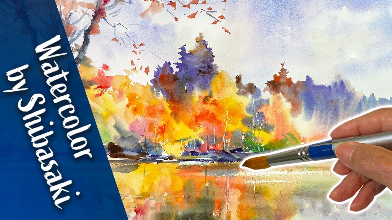 Eng sub] Watercolor demonstration | Wet-in-Wet paints an autumnal
