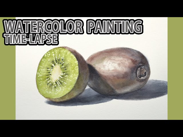 水彩画タイムラプス] 1時間50分で描くリアルなキウイフルーツの