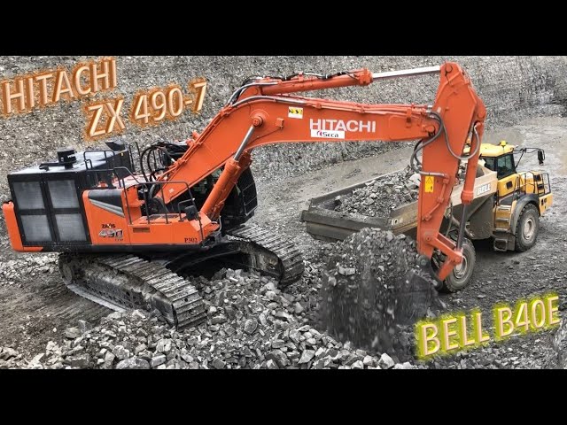 New HITACHI ZX 490-7 loading BELL B40 E - YouTube