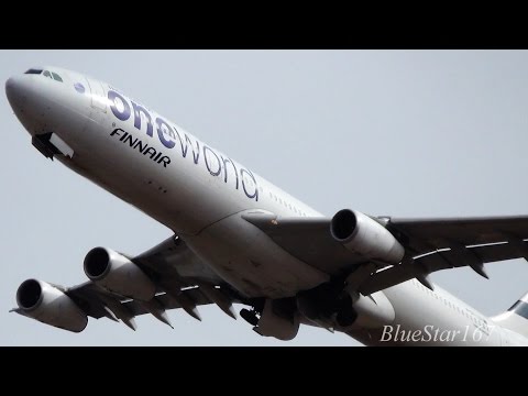 Oneworld] Finnair Airbus A340-300 (OH-LQE) takeoff from NRT/RJAA