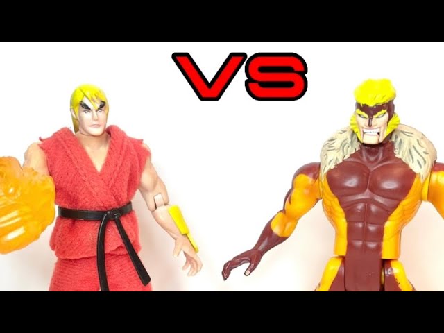 90's ToyBiz X-men vs Street Fighter Ken vs Sabretooth figures