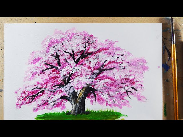 基礎編：アクリル絵の具を使用した「桜」の描き方 / 初心者が簡単に絵