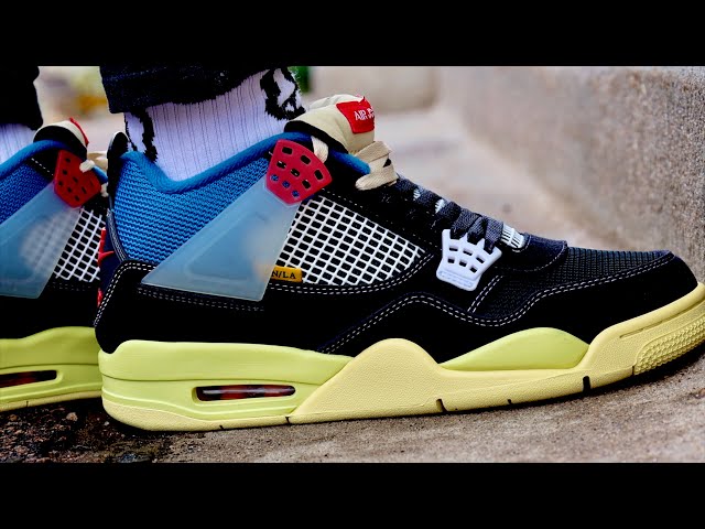 Air Jordan 4 x UNION LA Off Noir On Foot review Part 5 - YouTube