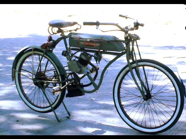 1903 Harley Tribute Motorized Bicycle Boardtracker Replica - YouTube