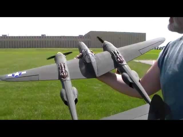 Guillows P-38 R/C short landing - YouTube