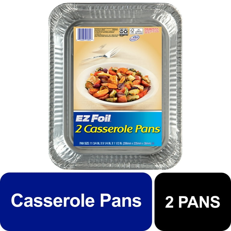 EZ Foil Disposable Casserole Pans, 11.75 x 9.25 Inch, Aluminum
