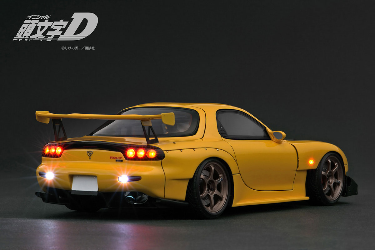 IG3801 1/18 INITIAL D Mazda RX-7 (FD3S) Yellow with LED light