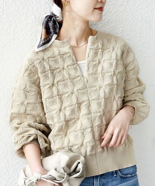 WEB限定】〈洗濯機可能〉2WAY フラワー ジャカード ハーフ ジップ プル