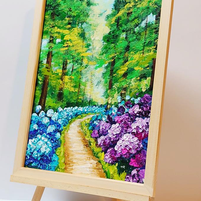 油絵 絵画 紫陽花畑の道 - HR | minne byGMOペパボ 国内最大級の