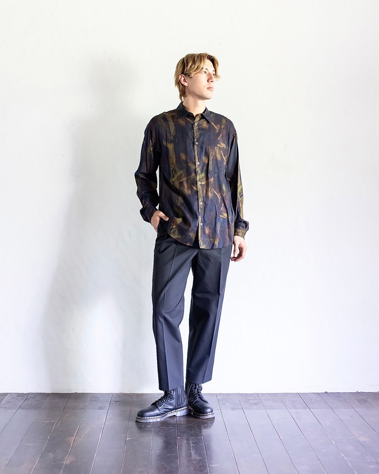 YOKE - ヨーク24FW PATTERNED REGULAR COLLAR SHIRT(YK24FW0797SH)NAVY