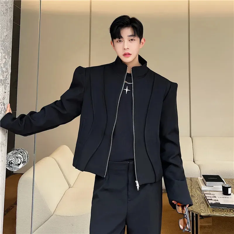 NOYMEI Temperament Shoulder Korean Short Jacket Zipper Decoration