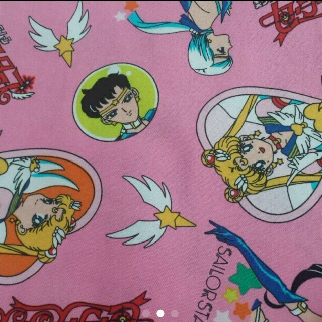 値下げタイムセール！セーラームーン布 セーラームーン生地 ハート生地