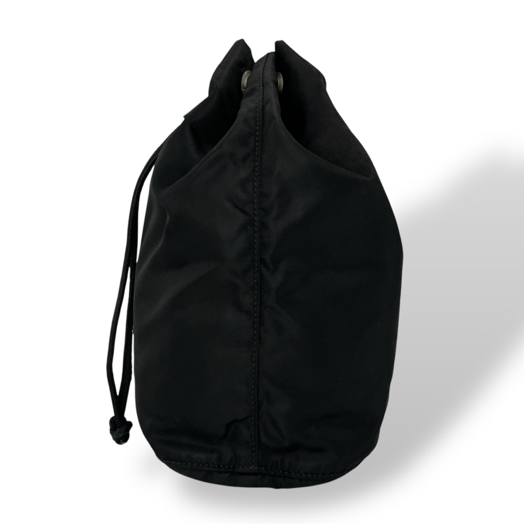 PRADA - プラダ 三角ロゴ 巾着ミニポーチ メイクポーチ 小物入れ 黒