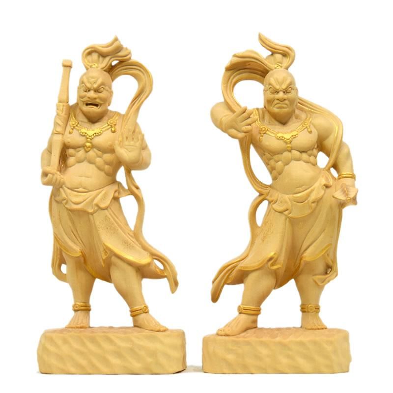 桧木金剛力士立像（仁王像） 金泥仕様 総高さ20cm
