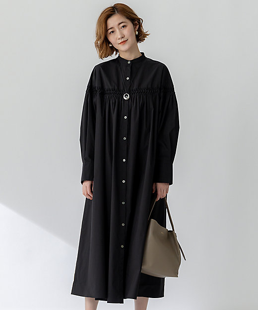 洗える】コンパクトライトクロス ピンタック ワンピース