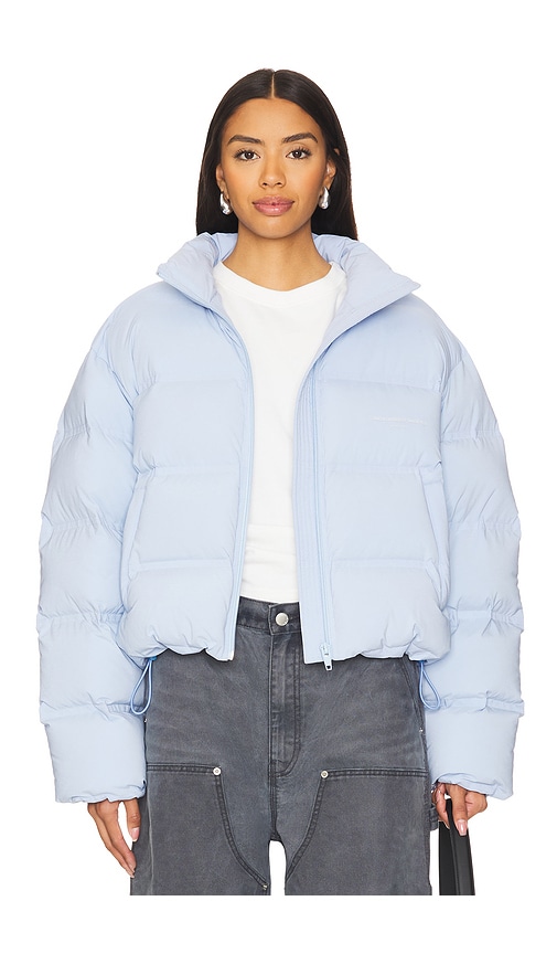 Alexander Wang Jacquard Channel Cropped Puffer in Oxford Blue