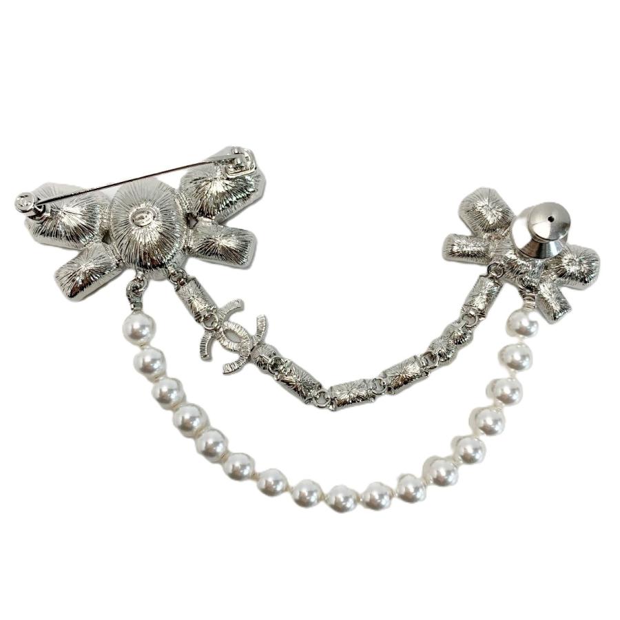 CHANEL（シャネル） ココマーク リボン ブローチ B23K ブラック×パール