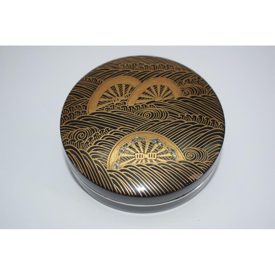 茶道具 天丸 波車蒔絵 香合 宗雅 作 茶道 06-8410 : 月香園