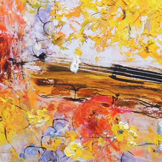 絵画 油絵 花とバイオリン F20号 （池田秀郎） 【肉筆】【油絵】【静物