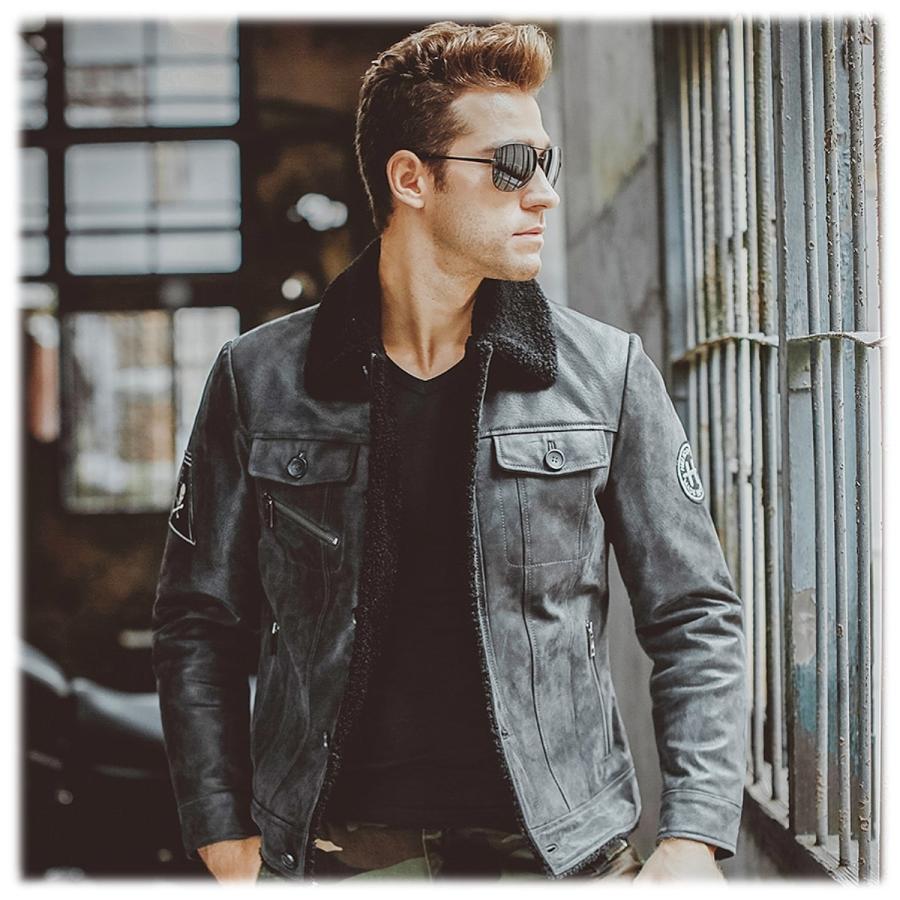 送料無料!】全10サイズ メンズ 本革ボア付き襟ピッグスキンレザー