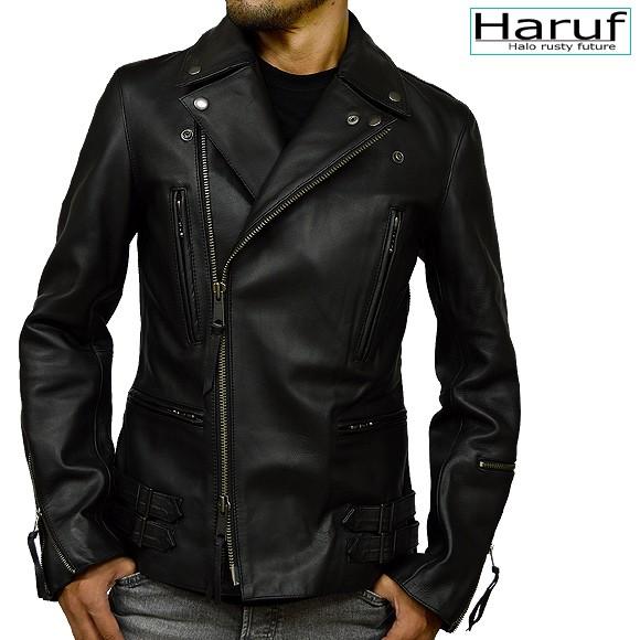 Haruf（ハルフ） レザージャケット メンズ 本革 ダブルライダース
