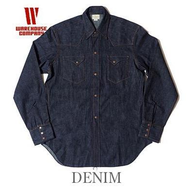 WAREHOUSE（ウエアハウス） 長袖 デニム ヒッコリー ウエスタンシャツ