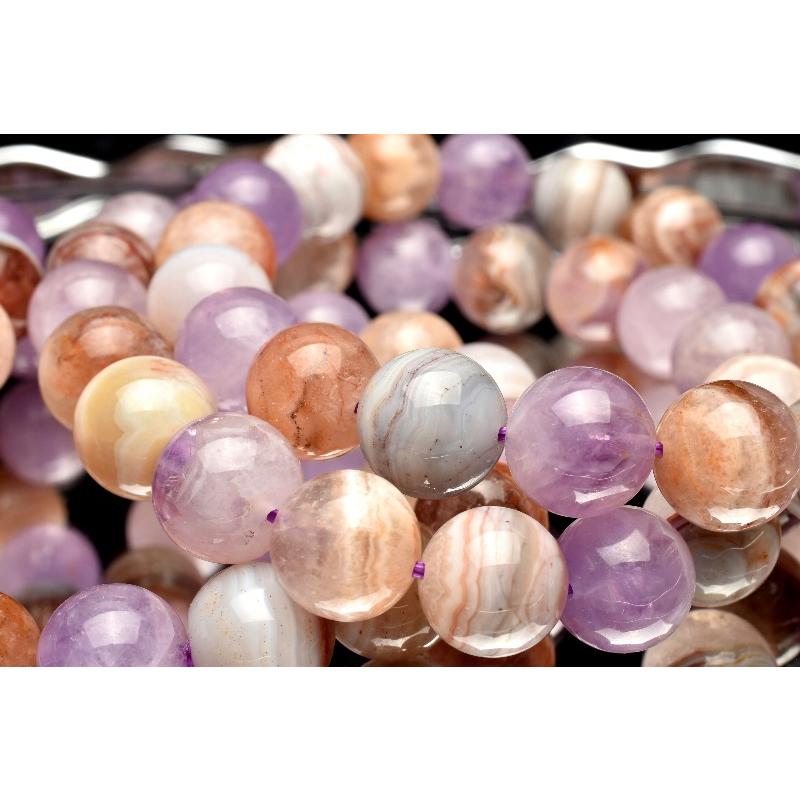 天然瑪瑙 アメジスト＆クレイジーレースアゲート共生 10.5mm