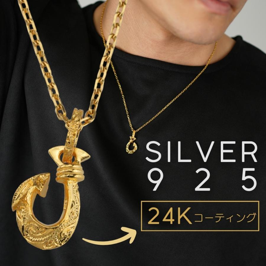 メンズネックレス フィッシュフック 24K ゴールドコーティング