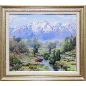 絵画 油絵 忍野富士に桜 F20号 （木村由記夫） 【肉筆】【油絵】【富士