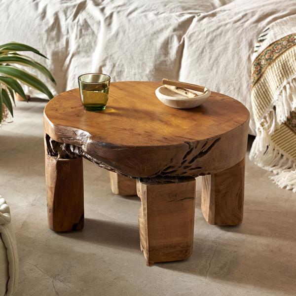 ローテーブル おしゃれ 木製 フラワースタンド 天然木 チーク材