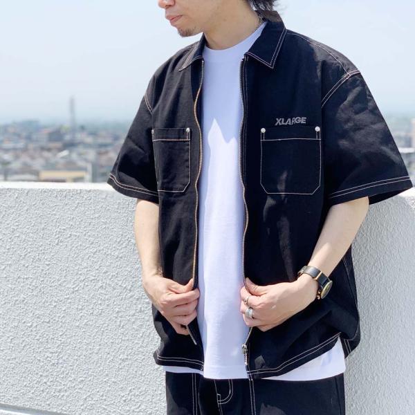 XLARGE（エクストラ ラージ） 半袖シャツ STITCHED ZIP UP S/S WORK