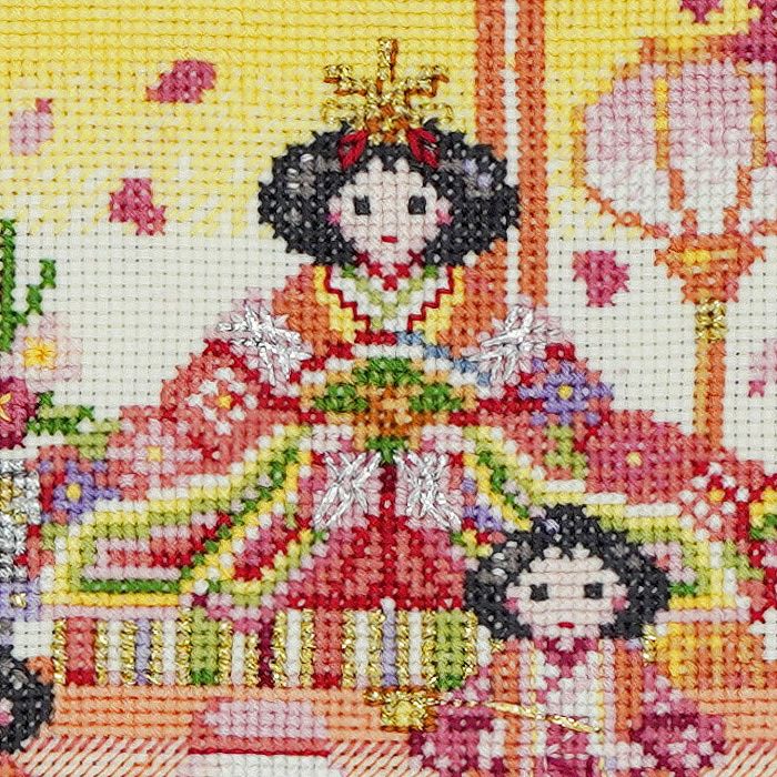 クロスステッチフレーム＜花桃リースのお雛様＞ | リバティ 生地