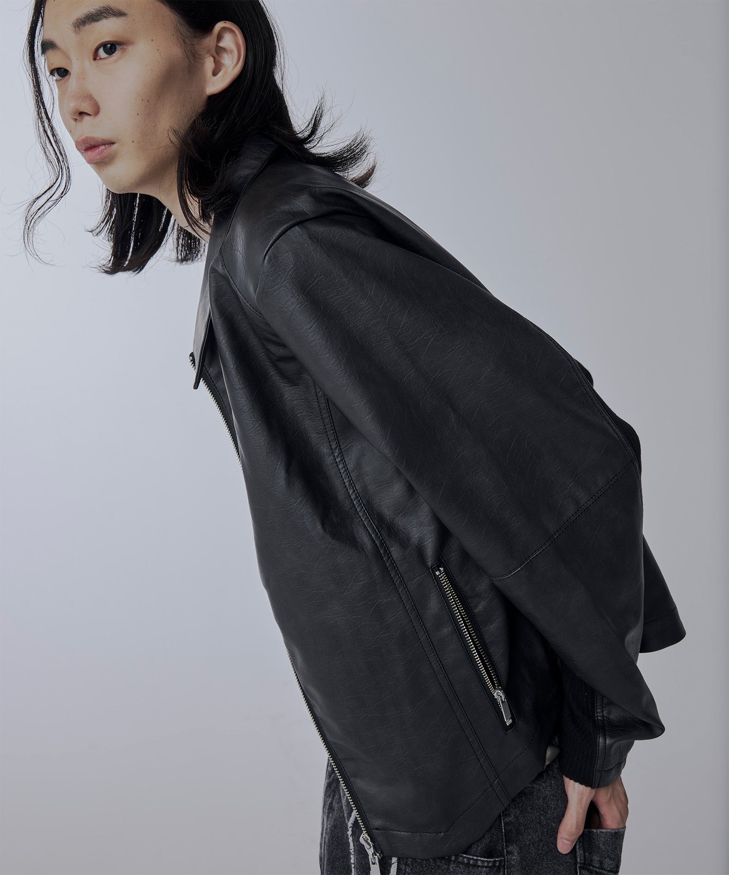 Jent Louis 3-Line Zip Hoodie パーカー グレー M Jentlouis 3-Line