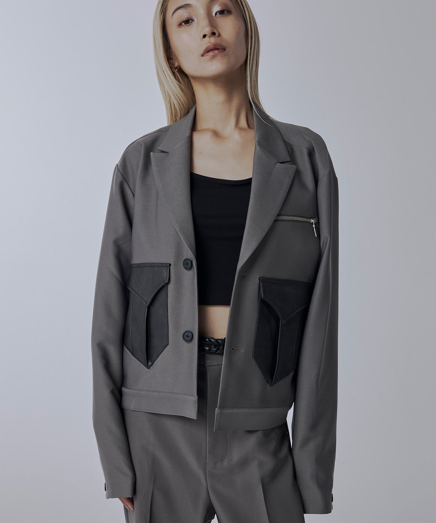 Leather pocket short jacket – Jent Louis